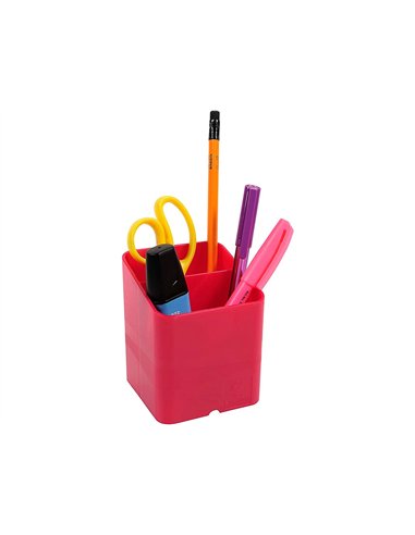 Pot a crayons exacompta pen-cube iderama 2 compartiments passe-cable 74x74x93mm coloris framboise.