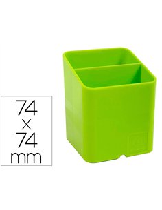 Pot a crayons exacompta pen-cube iderama 2 compartiments passe-cable 74x74x93mm coloris vert anis.