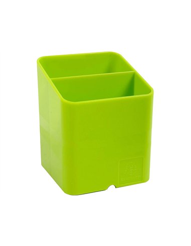 Pot a crayons exacompta pen-cube iderama 2 compartiments passe-cable 74x74x93mm coloris vert anis.