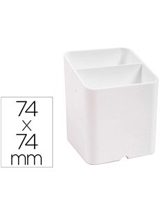 Pot a crayons exacompta pen-cube 2 compartiments passe-cable 74x74x93mm coloris blanc.