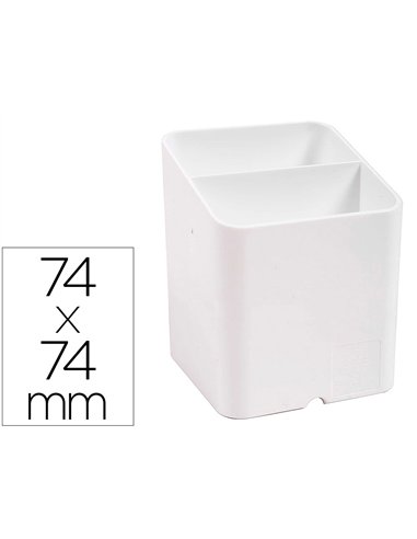 Pot a crayons exacompta pen-cube 2 compartiments passe-cable 74x74x93mm coloris blanc.