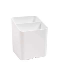 Pot a crayons exacompta pen-cube 2 compartiments passe-cable 74x74x93mm coloris blanc. 2