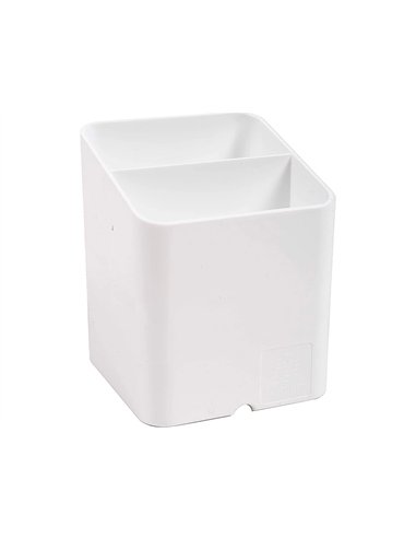 Pot a crayons exacompta pen-cube 2 compartiments passe-cable 74x74x93mm coloris blanc.