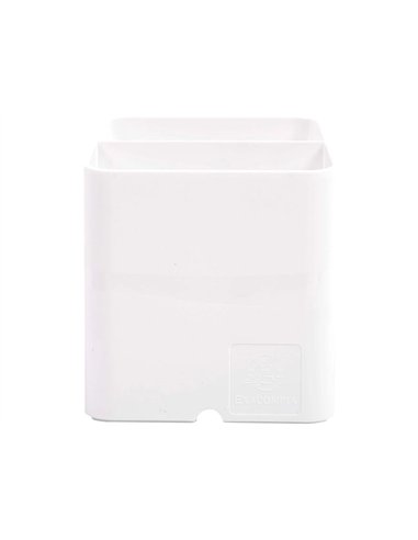 Pot a crayons exacompta pen-cube 2 compartiments passe-cable 74x74x93mm coloris blanc.
