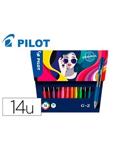 Stylo- bille g-2 pilot pochette 14 pointe moyenne 0.7mm coloris assortis.