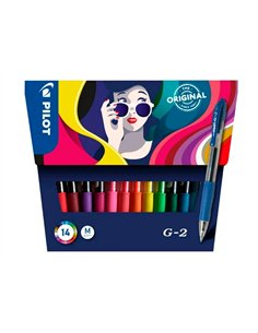 Stylo- bille g-2 pilot pochette 14 pointe moyenne 0.7mm coloris assortis. 2