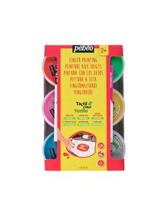 Gouache au doigt special textile couleurs nacrees assorties de 6pots 100ml.