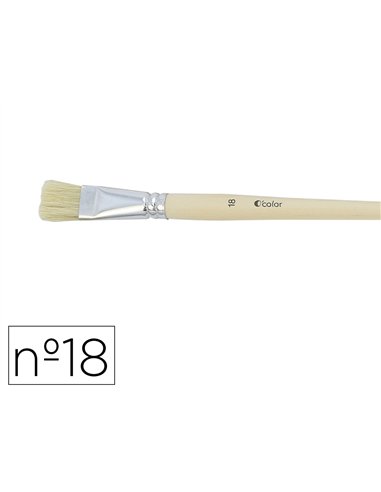 Brosse plate o'color poils soie porc nº18 virole aluminium manche bois naturel lot 10 unites.