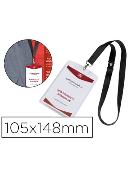 Badge avery grand format avec tour de cou et 12 inserts microperforés imprimables format a6 105x148mm lot 10 unités.