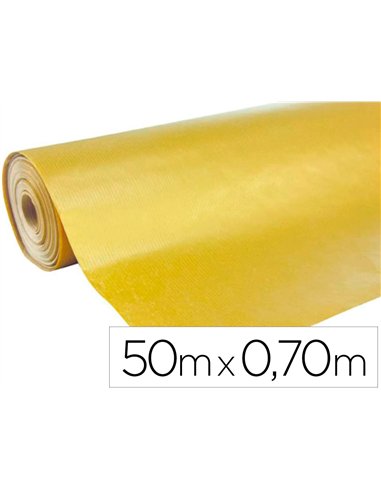 Rouleau papier cadeau kraft verg aux motifs or 50m x 0,70m 60g..