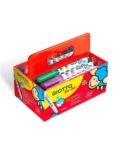 Feutre coloriage giotto be-bè lavable testé dermatologiquement pointe bloquée ultra résistante schoolpack 36 unités.