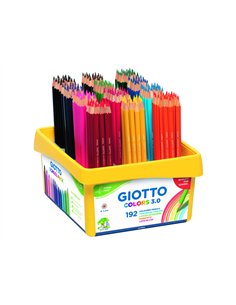Classpack crayons colors 3.0 giotto forme hexagonale bois 18cm mine de 3mm 192 unites coloris assortis.
