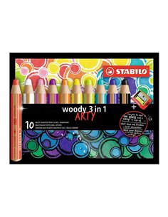 Crayon couleur stabilo woody multi talents 10 crayons 3 en 1 arty + 1 taille crayon.