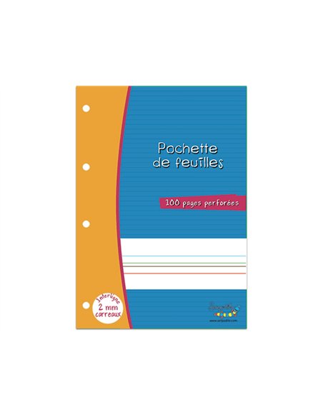 Feuillets mobiles hamelin serpodile perfores a4 100 pages double ligne 2mm avec marge niveau 5.