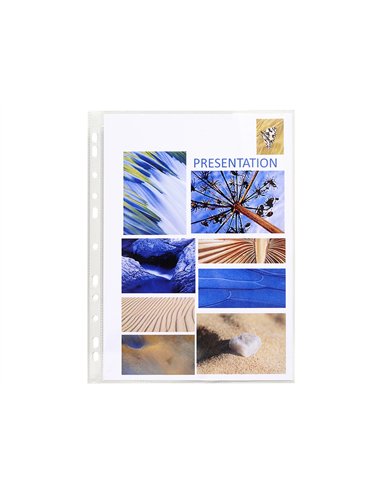 Pochette perforee exacompta a4 pvc lisse 8/100eme 80 microns paquet 10 unites.