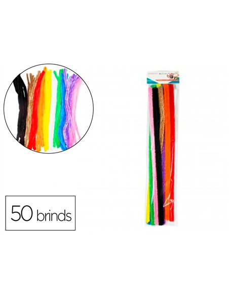 Pack chenilles sodertex 20mmx500mm 50 brins 10 coloris assortis.