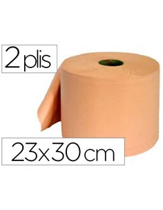 Bobine essuyage 2 plis 300x230mm 800f coloris saumon.
