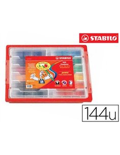 Feutre coloriage stabilo power capuchon ventilé encre lavable pointe moyenne ne sèche pas coffret scolaire 144 unités.