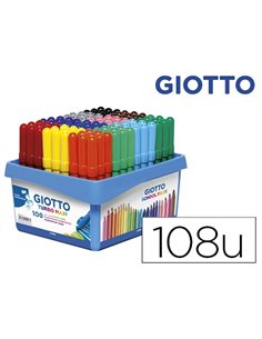 Feutre coloriage giotto turbo maxi ultra lavable testé dermatologiquement pointe bloquée étui accrochable 12 unités.