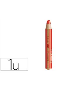 Crayon couleur stabilo woody 3in1 bois pefc multi-usage toute surface ardoise tableau tout type coloris vermillon.