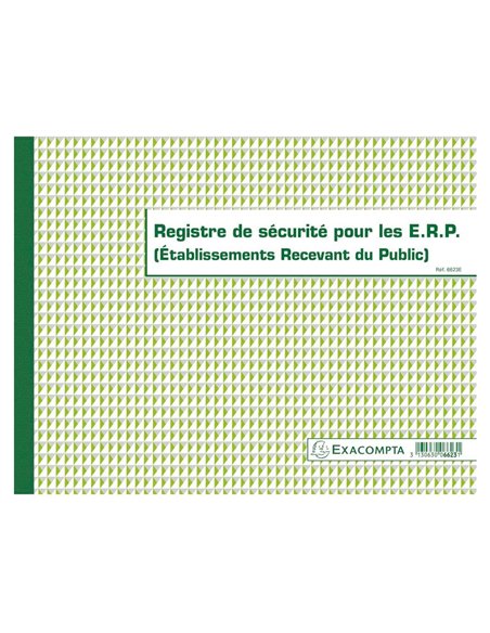 Registre sécurité pour établissements recevant du public exacompta piqué 240x320mm 32 pages.