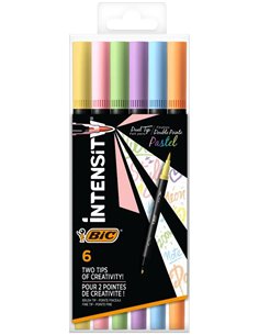 Stylo-feutre bic intensity dual tip mixte standard pastel pack de 6.