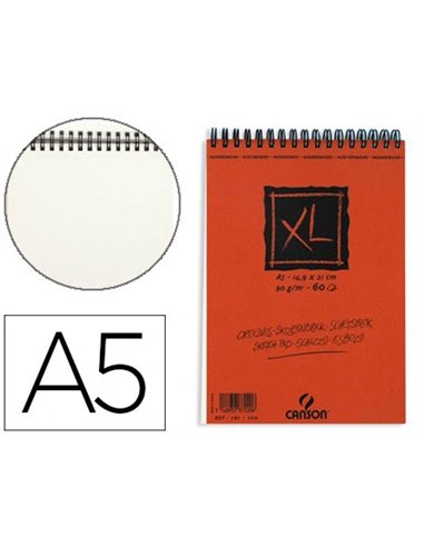 Bloc croquis canson xl spirale petit côté micro-perforations 90g a5 60f.