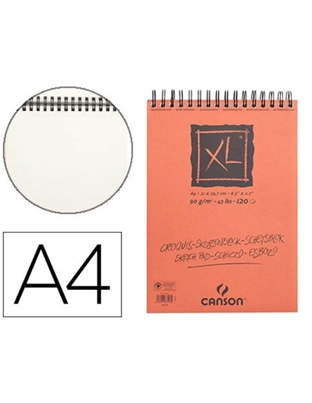 Bloc croquis canson xl spirale petit côté micro-perforations 90g a4 120f.