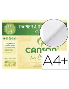 Papier dessin canson c à grain crayon encre gouache feutre 125g a4+ pochette 12f.