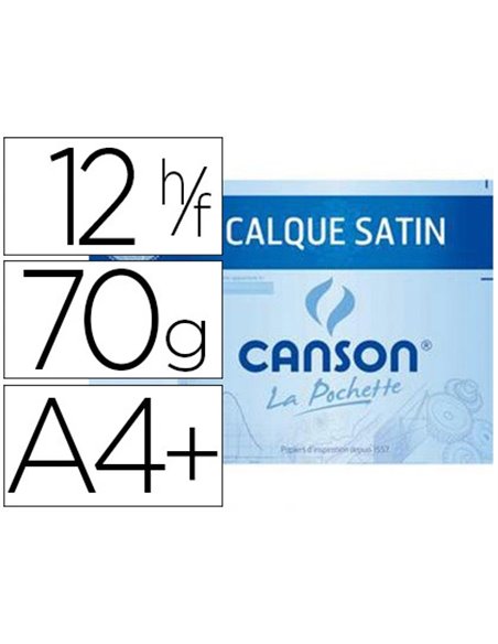 Papier calque canson crayon encre dessin industriel 70/75g a4+ 320x240mm pochette 12f.
