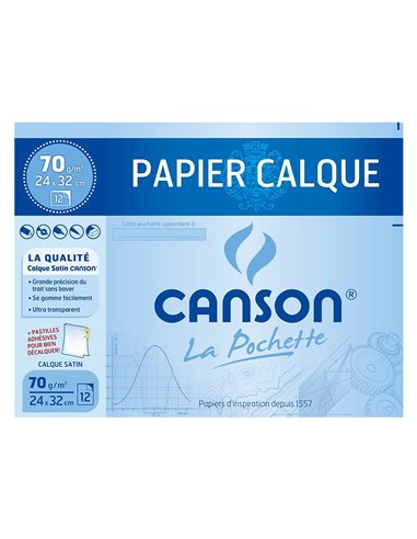 Papier calque canson crayon encre dessin industriel 70/75g a4+ 320x240mm pochette 12f.