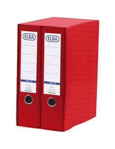 Elba Rado Top Module de 2 classeurs à levier A4 - Dos 80 mm - Couverture extérieure en plastique - Intérieur papier - Rouge