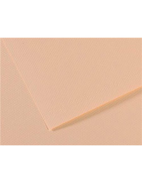 Papier dessin canson feuille mi-teintes n 112 grain gelatine haute teneur coton 160g 50x65cm couleur coquille.