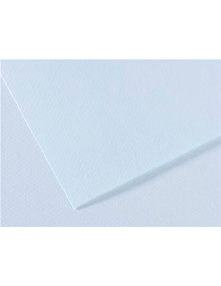 Papier dessin canson feuille mi-teintes n 102 grain gelatine haute teneur coton 160g 50x65cm unicolore azur.
