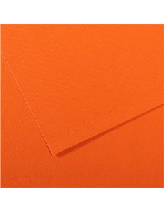 Papier dessin canson feuille mi-teintes n 453 grain gelatine haute teneur coton 160g 50x65cm unicolore orange.