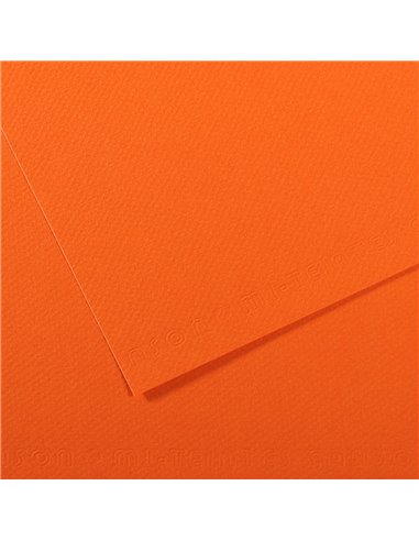 Papier dessin canson feuille mi-teintes n 453 grain gelatine haute teneur coton 160g 50x65cm unicolore orange.