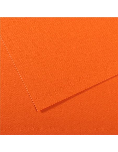 Papier dessin canson feuille mi-teintes n 453 grain gelatine haute teneur coton 160g 50x65cm unicolore orange.