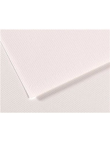 Papier dessin canson feuille mi-teintes n 335 grain gelatine haute teneur coton 160g 50x65cm unicolore blanc.