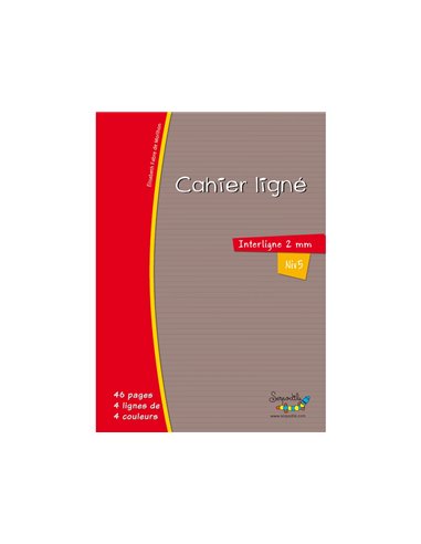 Cahier hamelin serpodile 17x22 cm 48 pages double ligne 2mm avec marge niveau 5.