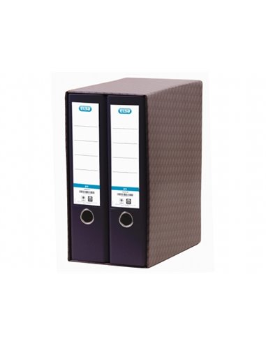 Elba Rado Top Module de 2 classeurs à levier A4 - Dos 80 mm - Couverture extérieure en plastique - Intérieur papier - Noir