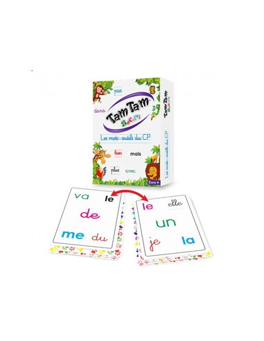 Jeu interdacta tam tam safari les mots-outils du cp 52 cartes + 2 lexiques.