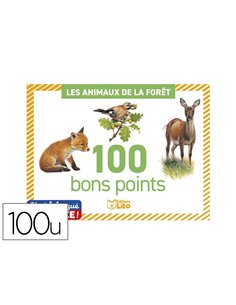 Bon points editions lito les animaux de la foret texte pedagogique verso 61x82mm boite 100 unites.