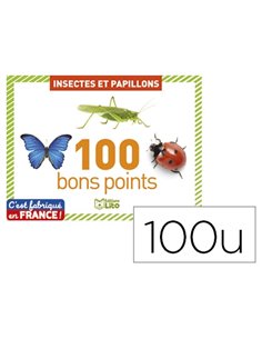 Boîte à bons points éditions lito insectes et papillons avec texte pégagogique au verso 61x82mm 100 unités.