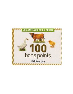 Bon point éditions lito animaux ferme texte pédagogique au verso 61x82mm boîte 100 unités.