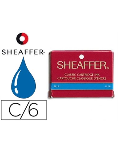 Cartouche sheaffer courte encre bleue effaçable étui 6 unités.