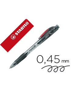 Stylo-bille stabilo marathon retractable autonomie xxl 5,5kmrechargeable pointe moyenne grip antiderapant coloris noir.