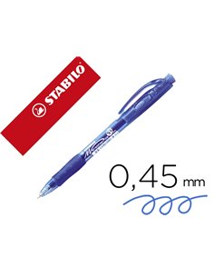 Stylo-bille stabilo marathon retractable autonomie xxl 5,5kmrechargeable pointe moyenne grip antiderapant coloris bleu.