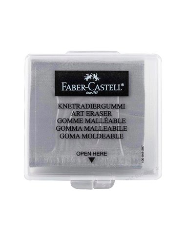 Gomme faber castell mie de pain corrige dessins pastel crayon fusain coloris gris étui plastique.