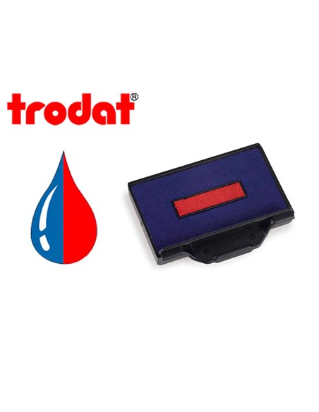 Cassette encrage bicolore trodat 6/53/2 pour encreur metal line/printy 5440 taille 49 x28mm coloris bleu/rouge.