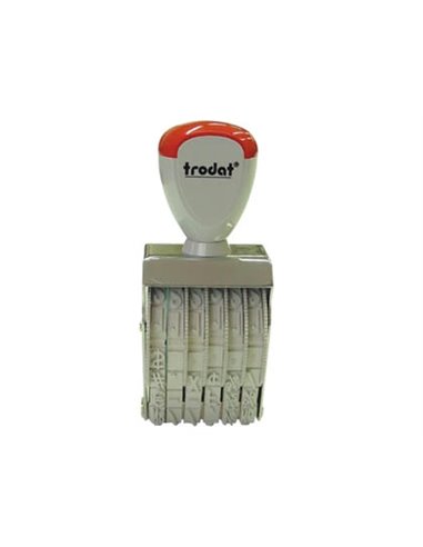 Numeroteur trodat classic line sp-1556t boitier acier nickele 6 bandes caoutchouc sans plaque texte hauteur chiffre 5mm.